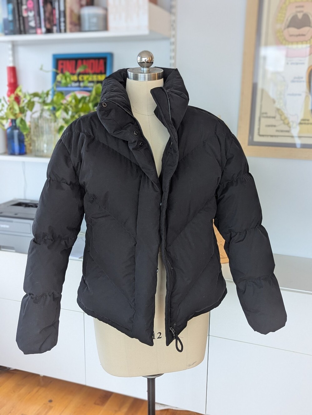 Wilfred Black Short Cloud Puff with High Collar